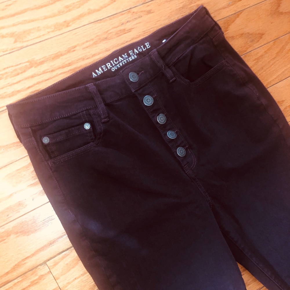 Dark Burgundy High Waisted American Eagle Jeans